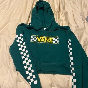 Green checkered Van cropped hoodie